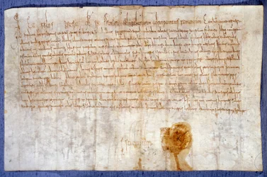 Donazione di re Carlo Magno (Carlo I, Carlo il Grande o Carolus Magnus) (742-814) dei domini di Luzarches e Mussy all