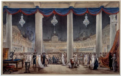 Esposizione di prodotti industriali nel cortile del Louvre nel 1801