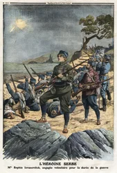 Prima guerra balcanica: ritratto di Sophia Yovanovich, una giovane serba volontaria contro la Turchia. Illustrazione tratta da "Le Petite Journal" 01/12/1912. Collezione privata