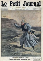 Prima Guerra Mondiale 1914-1918. Le delusioni del Kaiser: Un altro dove non entrerò! Guglielmo II di Germania (1859-1941) arrabbiato per non essere riuscito a prendere Verdun nella battaglia. In "Le Petite Journal", 4/06/1916. Collezione privata