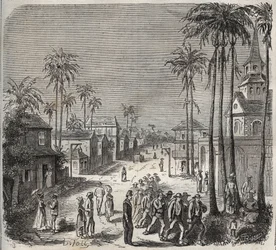 Forzati al lavoro al penitenziario Saint-Laurent a Cayenne (Guyana Francese) nel XIX secolo. Incisione in "Histoire des bagnes depuis leur création à nos jours" (1877) di Pierre Zaccone (1817-1895) (Colonia Penale)