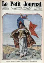La Francia (Marianne) protegge la bandiera nazionale dall