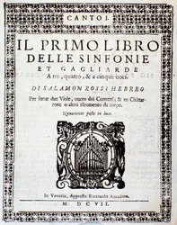 Frontespizio di Primo libro di sinfonie e gagliarde di Salomone Rossi