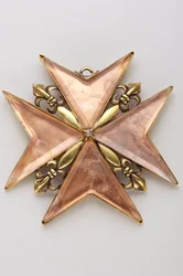 Granducato di Toscana - Ordine di Santo Stefano: croce di priore o balivo - recto - Modello del XVII secolo - Bronzo dorato, rame e cristallo - D: 9,7 cm; peso: 70 g - Collezione privata