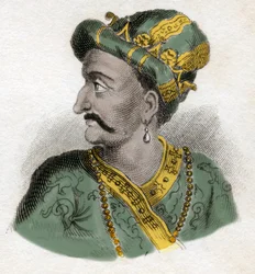 Gran Mogol (Mogol o Moghul) (probabilmente Aurangzeb (1618-1707), noto anche come Alamgir) (Abu Muzaffar Muhiuddin Muhammad Aurangzeb Alamgir) - Incisione del XIX secolo - Milanese