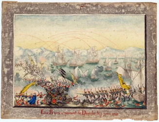 Guerra russo-turca del 1828-1829 - I russi attraversano il Danubio nel 1828 - Anonimo - 1829 - Acquerello su carta
