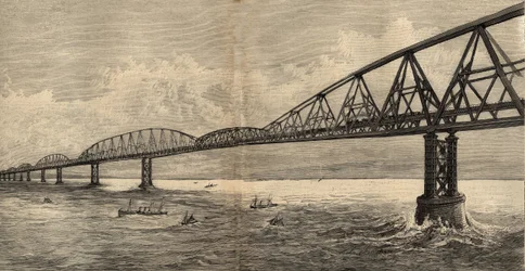 Progetto internazionale di un ponte sulla Manica tra Calais e Folkestone - 1890 - incisione 1890