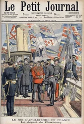 Il re Edoardo VII lasciò Cherbourg dopo un viaggio in Francia. Le Petit Journal, maggio 1903.