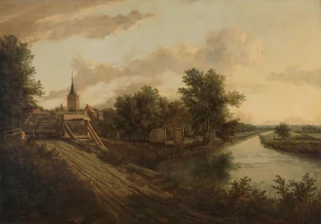 Paesaggio con ponte mobile