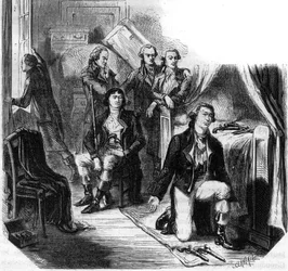 I Girondini nella notte del 31 maggio 1793 (la caduta dei Girondini) - Incisione in "Histoire des Girondins" di Alphonse de Lamartine (1790-1869) 1865-1866 - Collezione privata