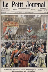 Londra, Gran Bretagna. Viaggio del Presidente Loubet. Ricevimento alla Guildhall da Sir Marcus Samuel. Le Petit Journal, luglio 1903 (incisione)