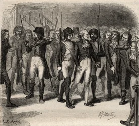 Maximilien Robespierre e i suoi co-accusati arrestati alla Convenzione nel 1794 - Maximilien Robespierre e i suoi co-accusati arrestati alla convenzione nel 1794 - Incisione in 