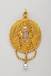 Medaglia del 1589 in onore della Regina Elisabetta I. Offverso (XVI secolo)