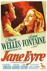 Poster del film "Jane Eyre" scritto da Charlotte Bronte e diretto da Robert Stevenson nel 1944 con gli attori Orson Welles come Edward Rochester e Joan Fontaine come Jane. Collezione privata