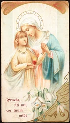 Figlio mio, dammi il tuo cuore. Immagine pia. XX secolo Collezione privata