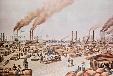 Porto di New Orleans: carico di cotone. 1876