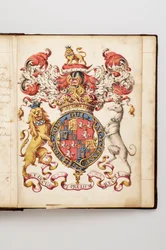 Ordine della Giarrettiera: Libro degli Statuti appartenuto a Charles Fitzroy, Duca di Grafton - Manoscritto ad acquerello, inizio XVIII secolo