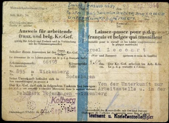 Lasciapassare della Seconda guerra mondiale, «Lasciapassare» per dirigenti francesi e belgi che lavorano, 25/9/1944.