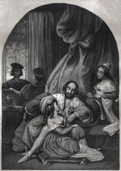 Paolo III (Papa dal 1534 al 1549) e la sua famiglia - Incisione del 1842 in 