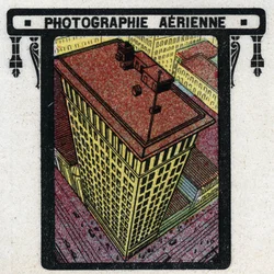 Fotografia: vista aerea di un edificio. Illustrazione anonima del 1925. Collezione privata.