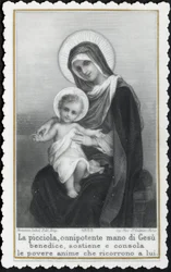 Immagine pia: Gesù bambino tra le braccia di sua madre Maria