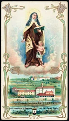 Immagine pia: Rappresentazione di Santa Teresa di Gesù o Avila (1515-1582), mistica spagnola e carmelitana. Cromolitografia. Collezione privata