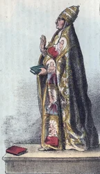 Papa Bonifacio VIII (1235-1303) - Bonifacio VIII (Bonifacius o Bonifacio) (1294-1303) - incisione da «Usi e Costumi di Tutti i Popoli dell