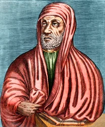 Ritratto di Abu Ali al-Husain ibn Abdallah ibn Sina (Avicenna). (980-1037), medico e filosofo iraniano, Incisione, non firmata