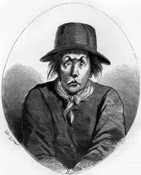 Ritratto di Antoine Simon (1736-1794), maestro calzolaio e rivoluzionario francese, custode di Luigi XVII al Tempio nel 1793 - Incisione del 1863 in „The Red Book - Histoire de l