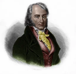 Ritratto di Benjamin Constant (1767-1830), nobile francese di origine svizzera, pensatore, scrittore e politico. in "LIBRE DES SPEAKERS" di Louis de Cormenin Timon. 1842. Collezione privata