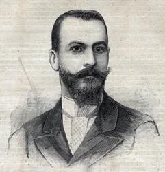 Ritratto di Casimir Maistre (1867-1957), esploratore francese in Africa. Incisione in "Le Petit Parisien"