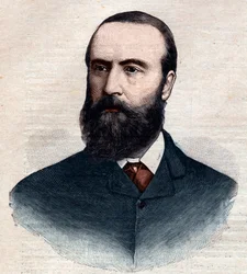 Ritratto di Charles Stewart Parnell (1846-1891), politico irlandese. Incisione in "Le petit Parisien" del 1891. Collezione privata.