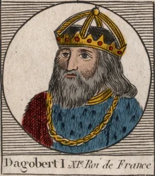 Ritratto di Dagoberto, Re dei Franchi dal 628 al 638 - incisione da 