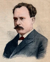 Ritratto di Eugène Turpin (1848-1927), chimico specializzato in esplosivi. Incisione in 