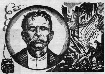 Ritratto di François Claudius Koenigstein detto Ravachol (1859-1892), terrorista e anarchico. Illustrazione tratta da "Le petit journal illustré" 1931
