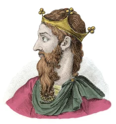 Ritratto di Federico I di Hohenstaufen noto come Federico Barbarossa (1122-1190), Imperatore Romano Germanico. Incisione del XIX secolo. Milanese