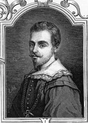 Ritratto di Giulio Cesare Procaccini (1574-1625) pittore italiano. Incisione del 1859 in 