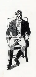 Ritratto di Heathcliff, personaggio del romanzo "Cime tempestose" di Emily Bronte (1818-1848) (disegno)