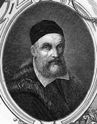 Ritratto di Jacopo o Giacomo Bassano (1518-1592) pittore italiano. Incisione del 1859 in "Le gallerie d