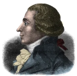 Ritratto di Jean-Baptiste Boyer-Fonfrede (Jean Baptiste Boyer Fonfrede) (1766-1793), politico francese - Deputato alla Convenzione, appartiene ai Girondini - Incisione in "Histoire des Girondins" di Alphonse de Lamartine (1790-1869) 1865-1866 - Collezione 