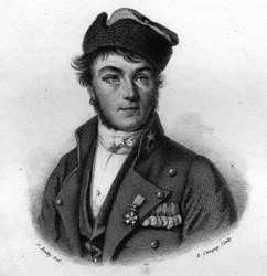 Ritratto di Louis Brune (1807-1843) soccorritore di Rouen in "Portraits et histoire des hommes utile: hommes et femmes de tous pays et de tous conditions, qui acquis des droits à la reconnaissance des hommes" pubblicato e propagato da Societe Montyon et Fr