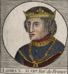 Ritratto di Luigi X il Testardo (1289 - 1316), re di Francia e Navarra - incisione da 