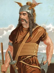 Ritratto di Spartaco. Capo degli schiavi insorti contro Roma (morto nel 71 a.C.). Da «Hombres y Mujeres célebres». Barcellona 1877.