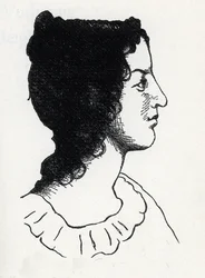 Ritratto della scrittrice britannica Emily Bronte (1818-1848) (incisione da "Les Hauts de Hurlevent")