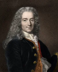 Ritratto dello scrittore e filosofo francese Francois-Marie Arouet detto Voltaire (1694-1778)