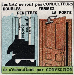 Radiazione e conducibilità: i gas non sono conduttivi, si riscaldano per convezione. Illustrazione anonima del 1925. Collezione privata.