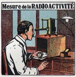 Radio: misurazione della radioattività. Illustrazione anonima del 1925. Collezione privata.