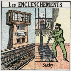 Ferrovie: interblocco. Una stazione ferroviaria con leve individuali Saxby.