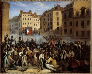 Rivoluzione del 1830 - La Carta o la Morte (battaglia del 28 luglio, probabilmente rue Saint-Antoine) - Episodio dei giorni di luglio 1830. Rivoluzione del 1830