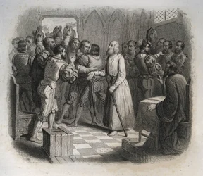 San Nicola (Nicola) di Flue o Fratello Klaus (1417-1487), un eremita svizzero che riconcilia i confederati svizzeri che stavano per iniziare la guerra civile. Incisione del 1846 in 